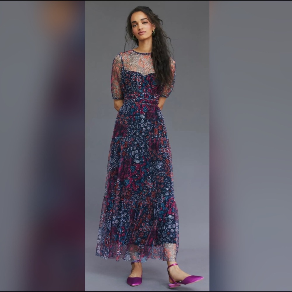 Anthropologie - Maeve Ruched Floral Maxi Dress